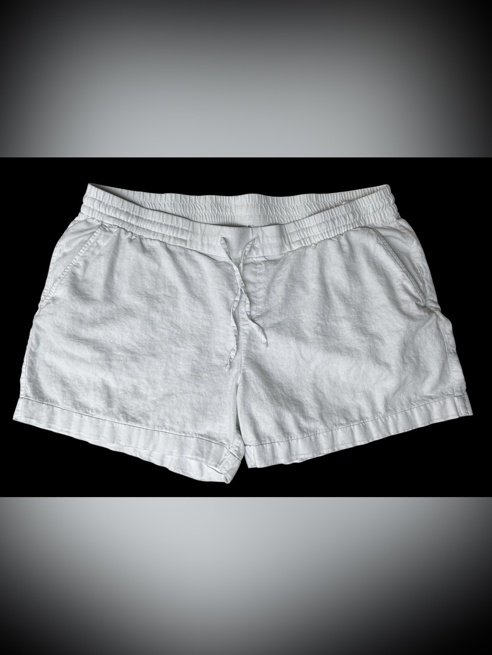 Old Navy White Linen Blend Shorts Hi Rise Drawstring 4.5” Inseam Size XL